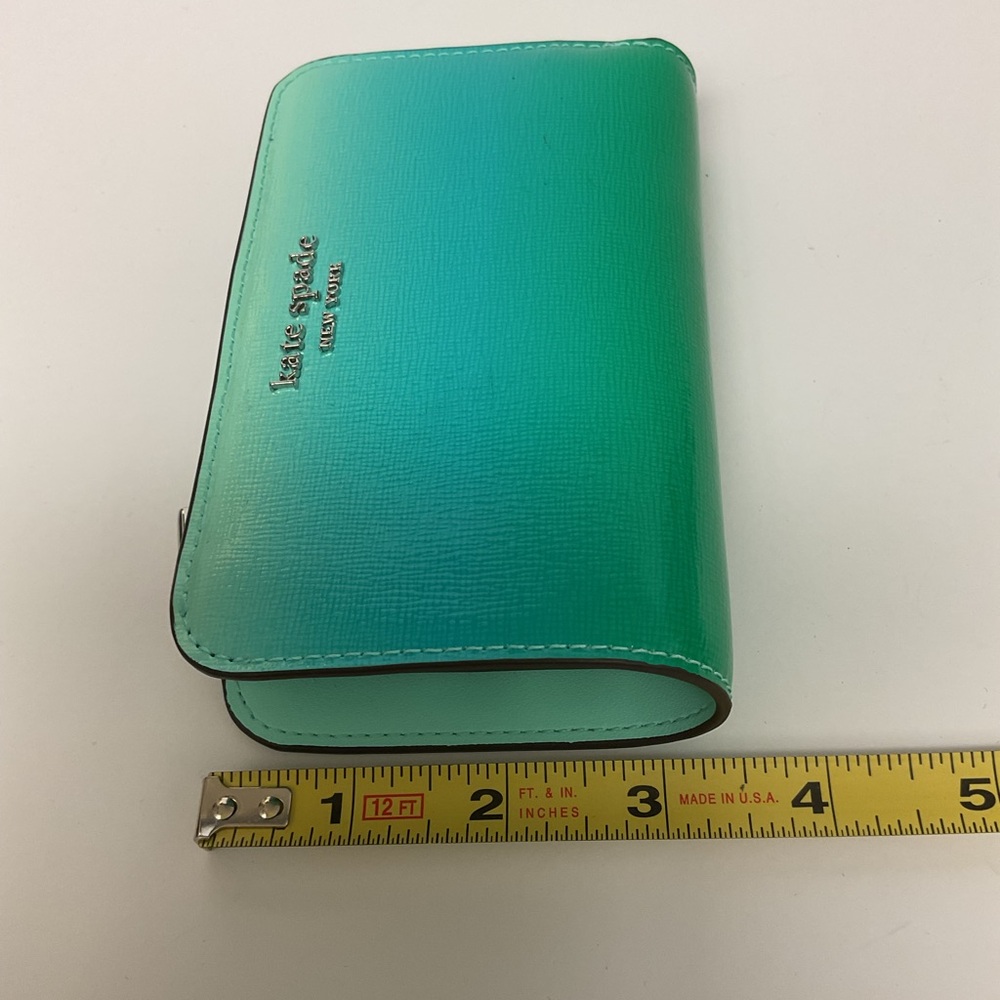 KATE SPADE PATENT LEATHER WALLET AQUA OMBRE NWOT - Picture 8 of 15